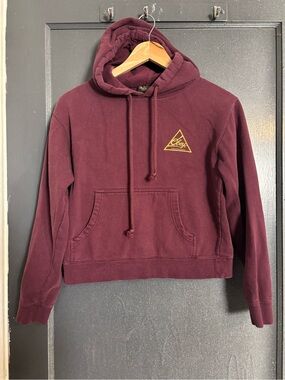 Obey Maroon Pullover Hoodie with Yellow Triangle Logo
